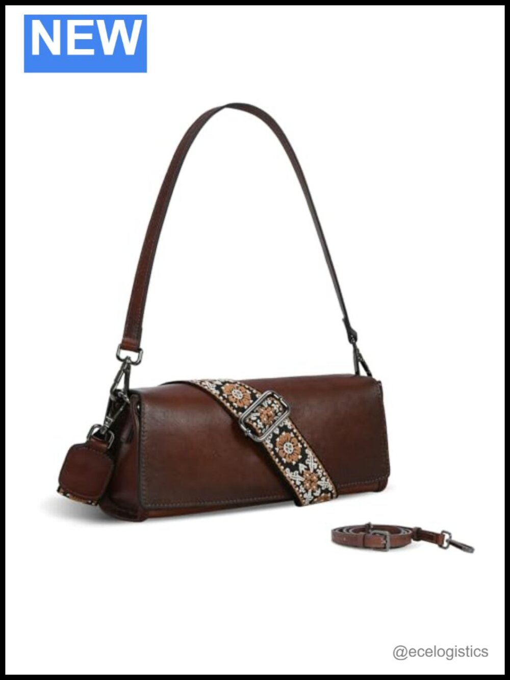 Genuine Leather Crossbody Bag Shoulder Purse Handbag 3 Straps Satchel